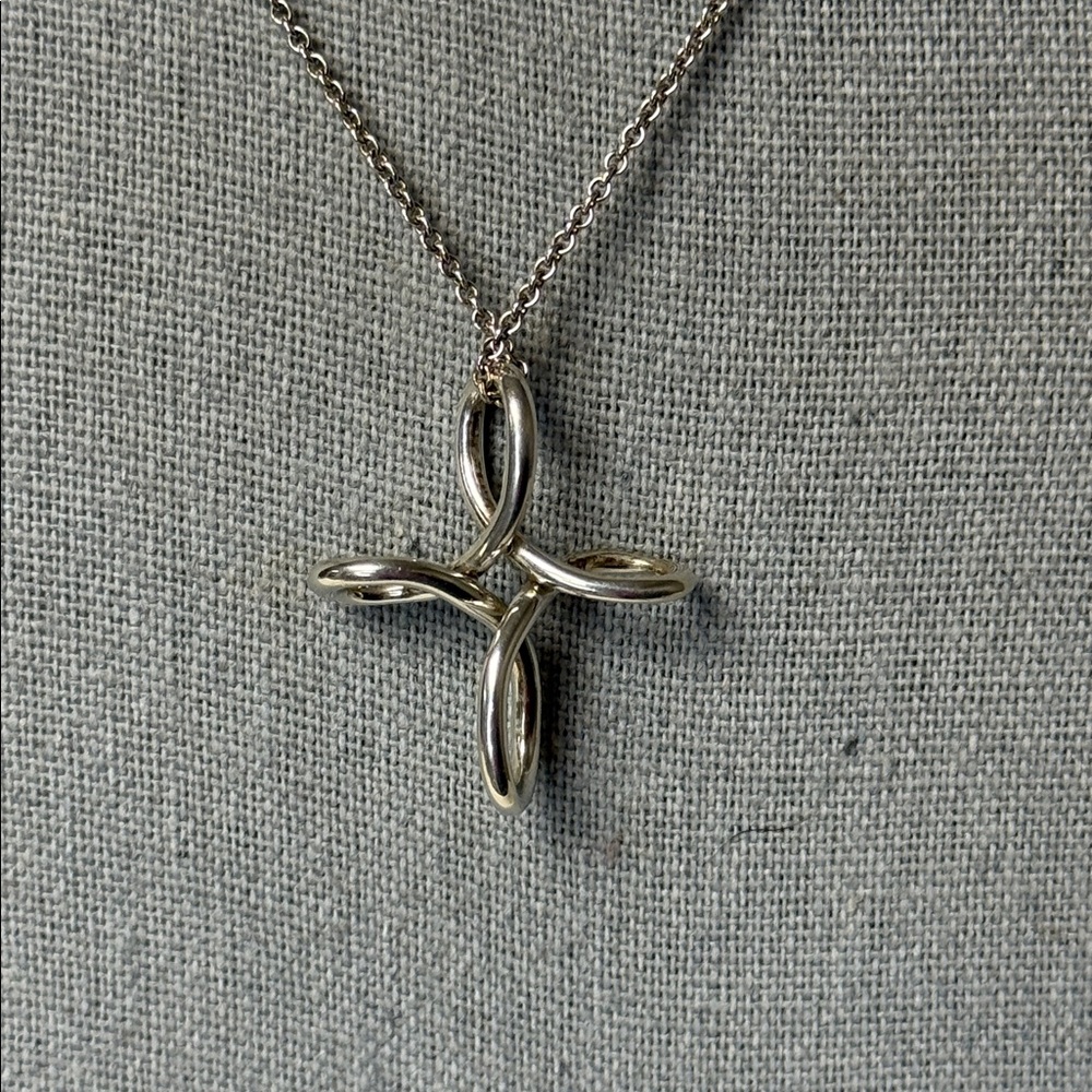 Tiffany & Co. Elsa Peretti Infinity Cross Pendant Necklace Sterling Silver 25" - Picture 5 of 6